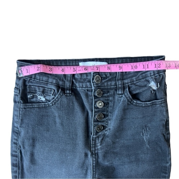 KanCan Women’s Washed Black Button Fly High Rise Skinny Freyed Ankle Jeans 5/26 - Picture 8 of 10